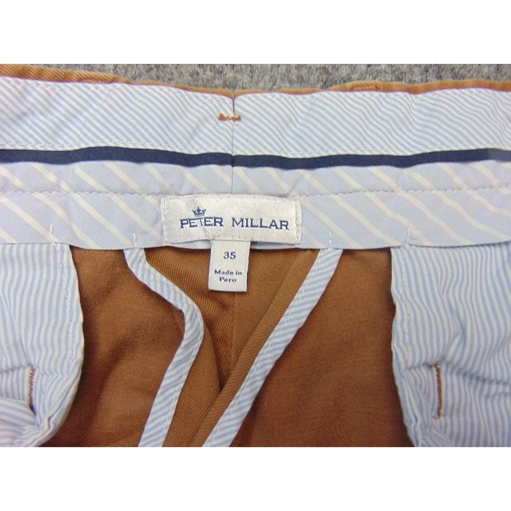 Peter Millar Chino Pants Mens 35x31 Brown Solid Preppy Golf Luxury Casual‎